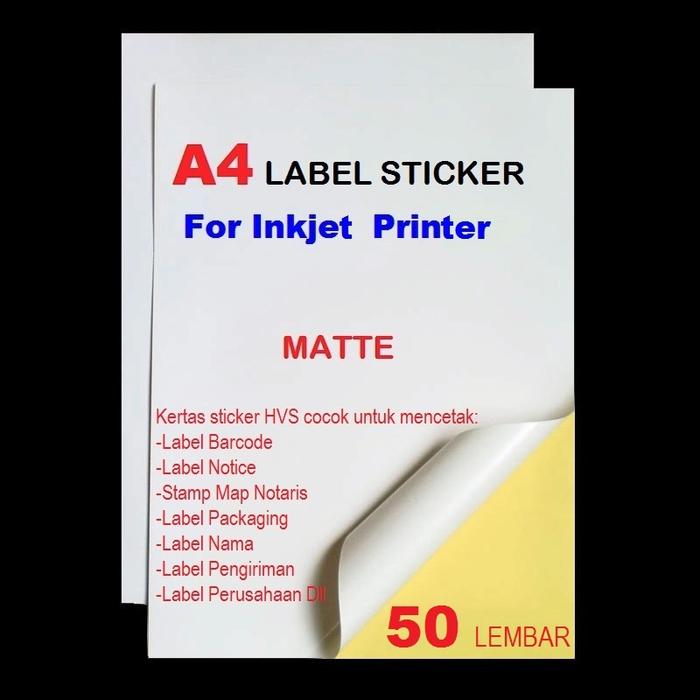 Gambar KERTAS STICkER A4 FOR INKJET PRINTER isi 50 lembar dari multi-acc undefined Tokopedia