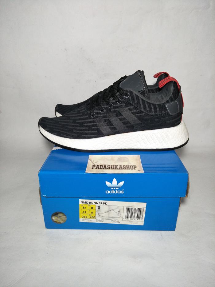 Sepatu Adidas Nmd R2 Footloker Black White Red Miror Quality