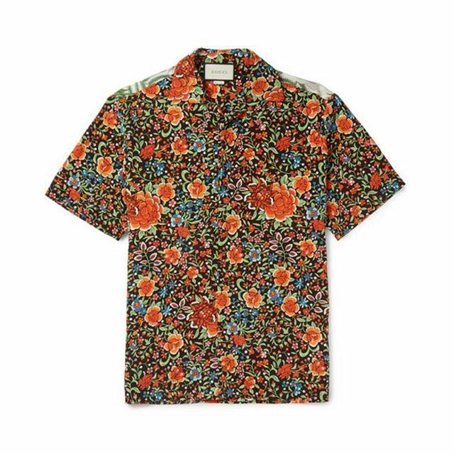 Gucci Camp Collar Printed Silk Shirt 