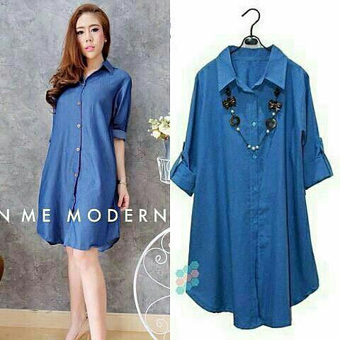 denim maxi shirt