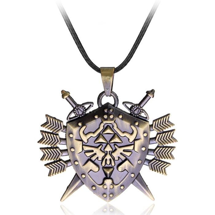 Gambar Legend of Zelda Hylian Hyrule Shield Sword Arrows Pendant Necklace dari Quester's Jewelry undefined Tokopedia