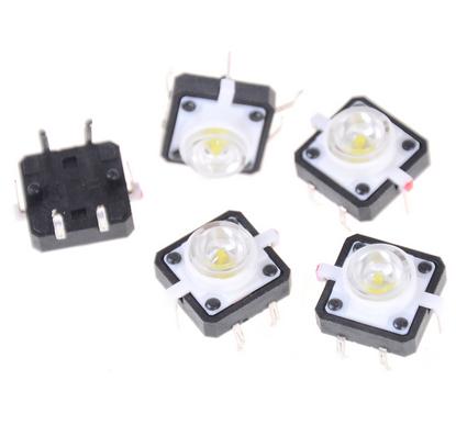 Gambar Push Button LED 4p 12x12x7.3mm switch light Momentary Tactile Tact SMT - Putih dari Arduinouno undefined Tokopedia