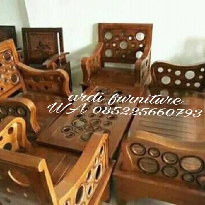 Gambar Kursi tamu motif bulat meja kursi kayu jati bagus mebel Jepara dari Ardi Furniture Jati undefined Tokopedia