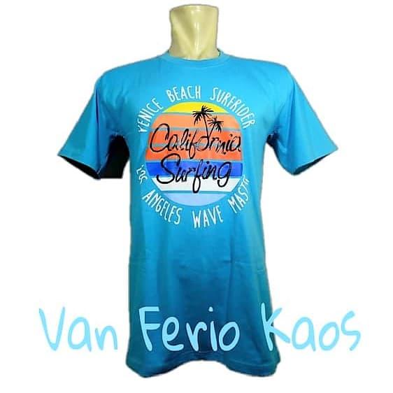 Gambar T-shirt pria clothing Print California Surfing , Beach Wave - Biru Muda, M dari Van Ferio Shop undefined Tokopedia