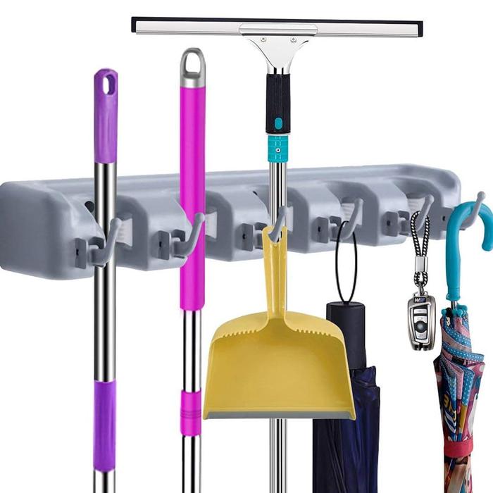 Gambar Gantungan Sapu dan Kain Pel 5 SLOT - Magic Holder Broom and Mop Hanger dari tokokadounik koleksi undefined Tokopedia