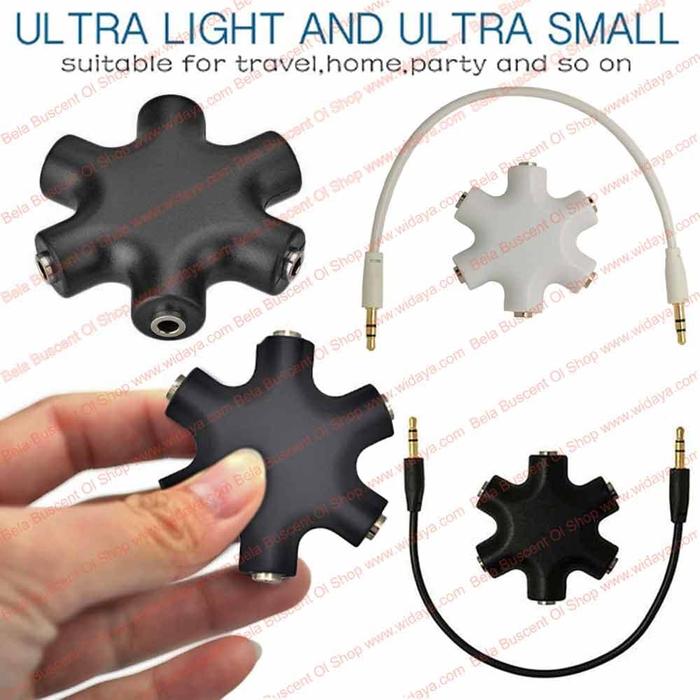 Gambar 3.5mm Audio Earphone Spliter 6 Cabang 5 Female Input /Output Ear Phone dari Bela Buscent Online Shop undefined Tokopedia