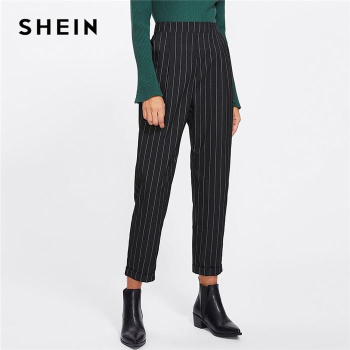 Jual New SHEIN Cuffed Leg Pinstripe Peg 