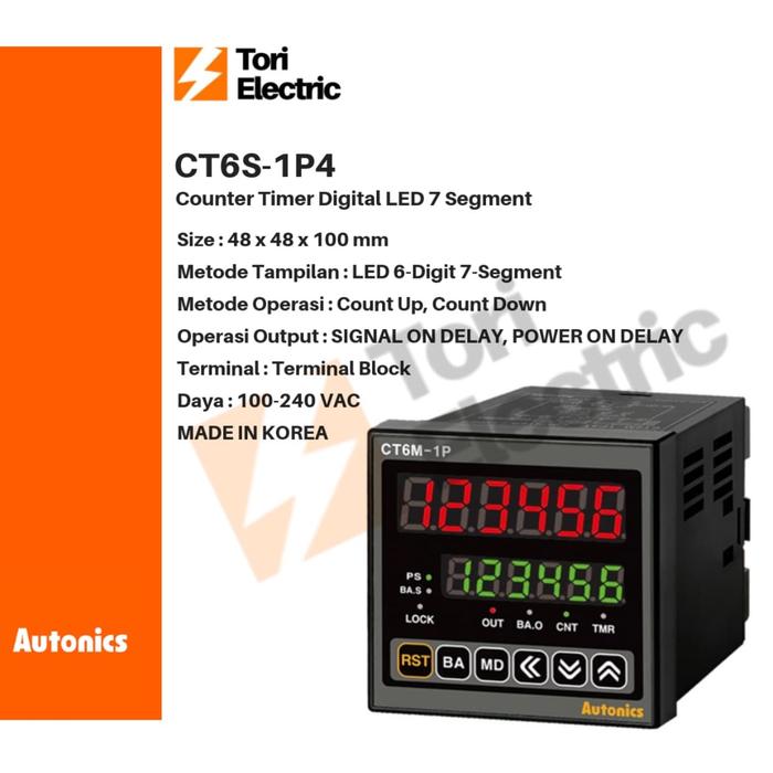 Gambar AUTONICS CT6S-1P4 & CT6S1P2 Counter Timer Digital CT Series 100% ORI - CT6S-1P4 dari Tori Electric undefined Tokopedia