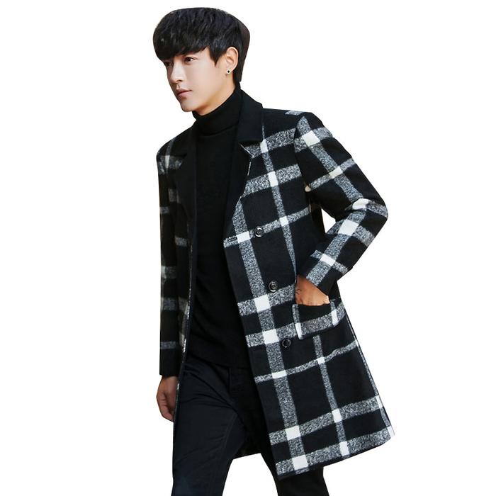 Jual New Vintage Plaid Coat Men Mid 