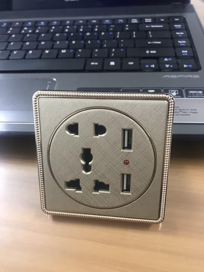 Gambar Stop Kontak USB / USB Wall Socket / Colokan Listrik Dinding USB 2A - Emas dari cans369 undefined Tokopedia