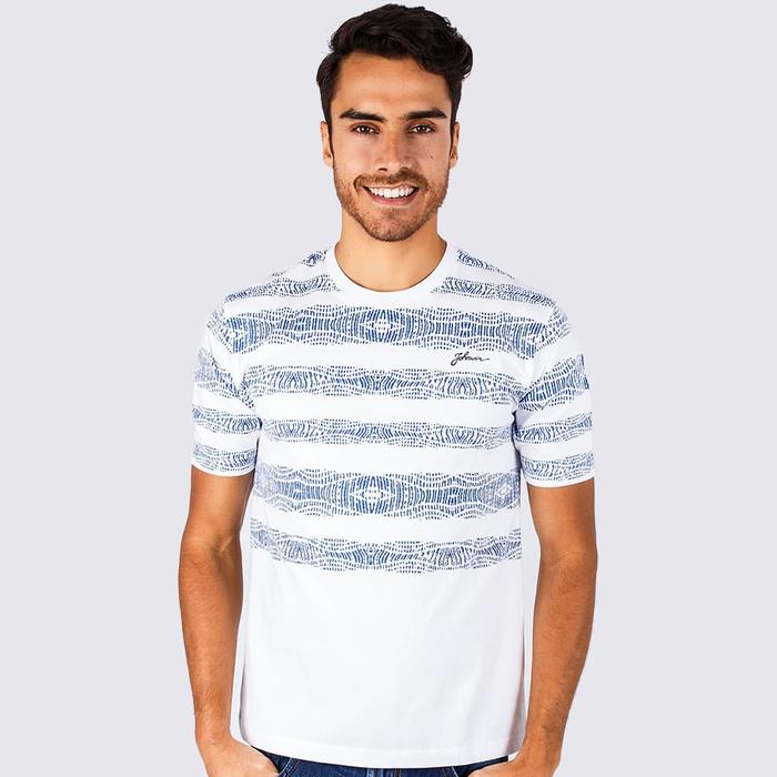 Gambar Johnwin - Slim Fit - Printed Tee - White/Blue - ATS.622.M108.32.C S/S - Putih, S dari Johnwin undefined Tokopedia