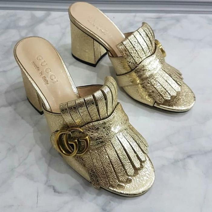 gucci gold marmont sandals