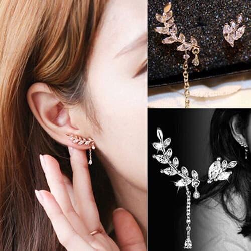 Gambar Anting Import Jepit Cuff Daun Berlian - Emas dari Blessing Abundantly undefined Tokopedia