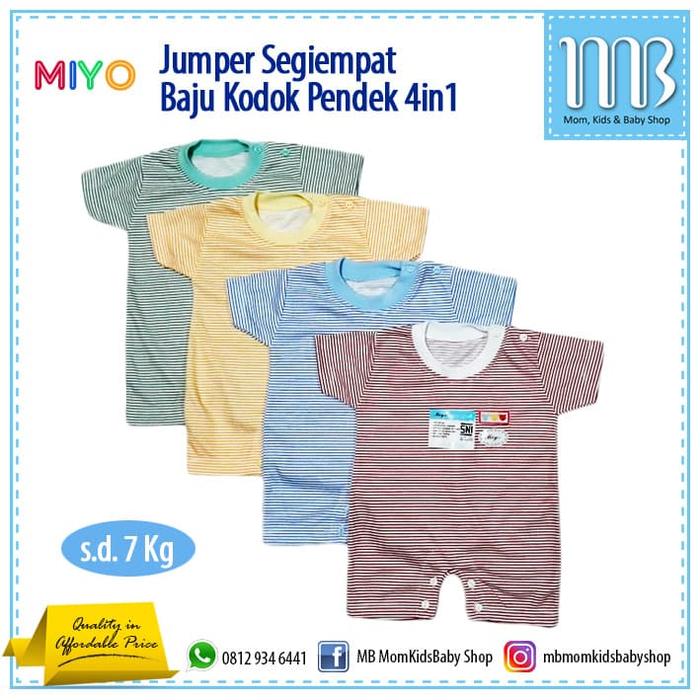 Jual Jumper Segiempat Baju Kodok Pendek MIYO Garis 4in1 Baju Bayi