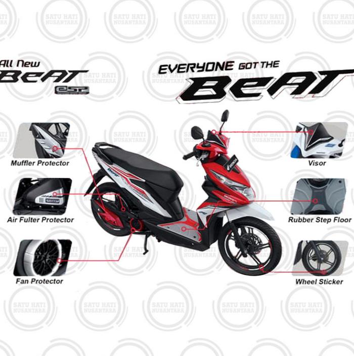 Gambar (Beat eSP) Honda OEM Paket Aksesoris KOMPLIT RED / SILVER - 6 item dari Honda Star Official Shop undefined Tokopedia