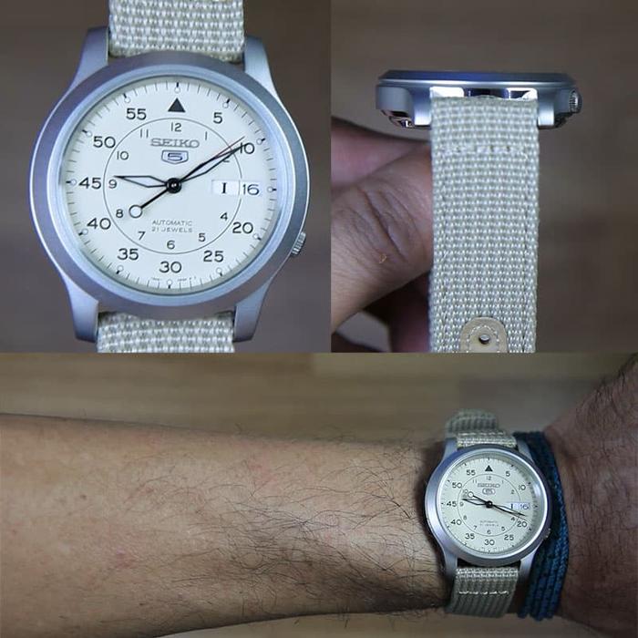 Jual SEIKO 5 SNK803 AUTOMATIC BEIGE DIAL CANVAS - Garansi - Jakarta Pusat -  indowatch store | Tokopedia