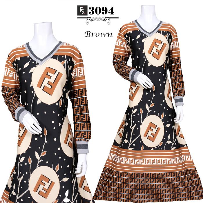 Gambar Baju Gamis Wanita Terbaru Scuba FS3094 - Brown dari FIKASHOP.COM undefined Tokopedia