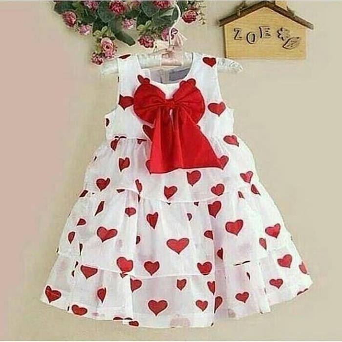 Dress Anak Zoe Dress Heart Red-White 
