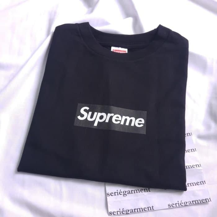 Supreme Black F\u0026F Box Logo Tee kaos 
