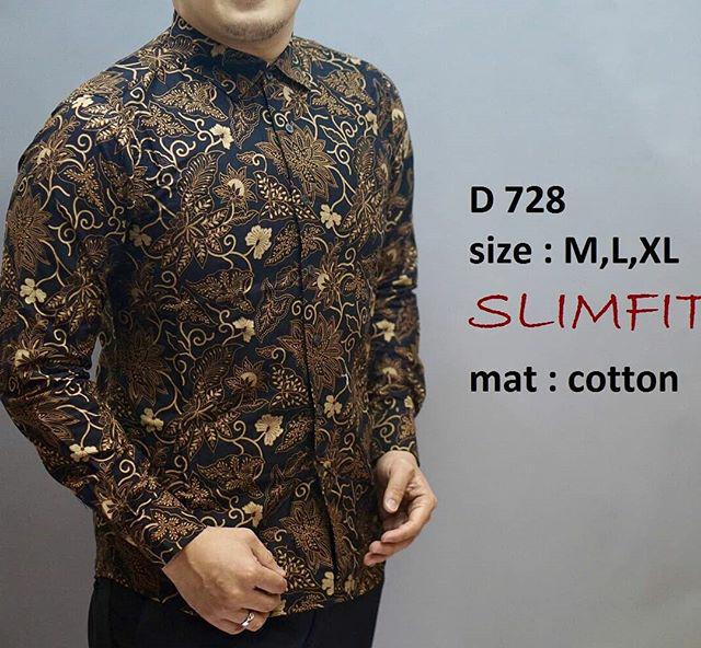 Gambar KEMEJA BATIK PRIA SLIM FIT / BAJU BATIK PRIA LENGAN PANJANG D728 dari LinaBatikDistro undefined Tokopedia