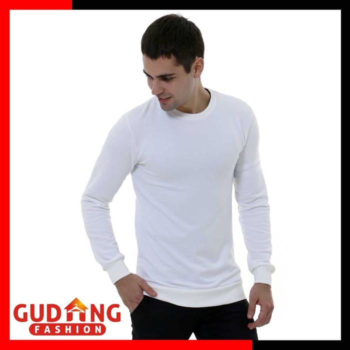 Gambar Kaos Polos Panjang Casual Pria PAN 888 - Putih, All Size dari Gudang Fashion Id undefined Tokopedia