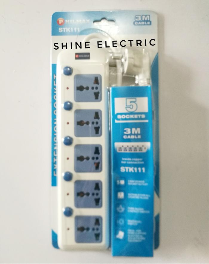 Gambar Colokan Stop Kontak Kaki 3 Universal 5 Lubang Kabel Extention 3M PX dari Shine Electric_NEW undefined Tokopedia