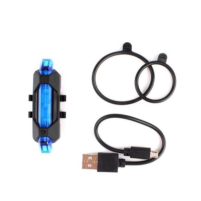 Gambar Lampu Belakang Sepeda 5 LED Taillight Rechargeable / Bicycle Stop Lamp - Biru dari Zooming undefined Tokopedia