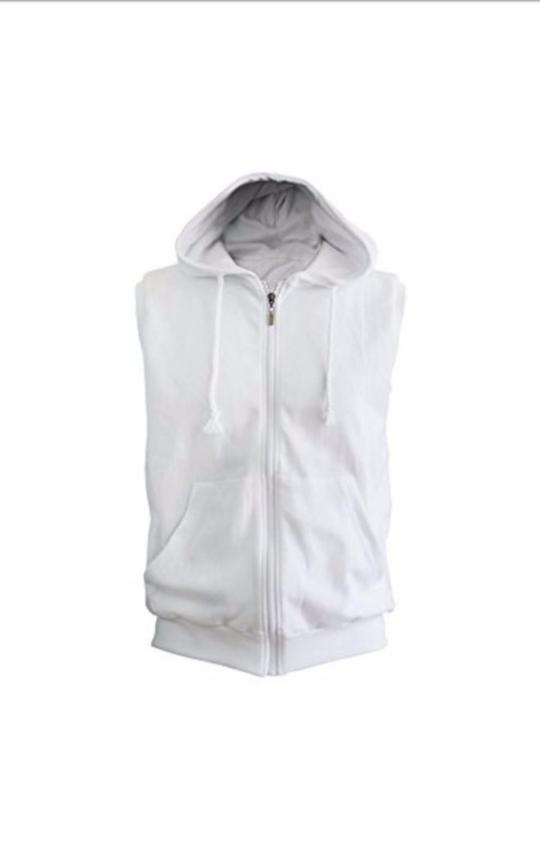 Jual Jaket Hoodie Tanpa Lengan Sleeveless Hoodie Full White
