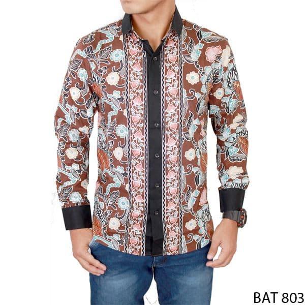 Gambar Kemeja Batik Lengan Panjang Slim Fit Katun Coklat BAT 803 - Gudang Fashion - Variasi, Nyaman - Cokelat, XL dari Gudang Fashion Id undefined Tokopedia