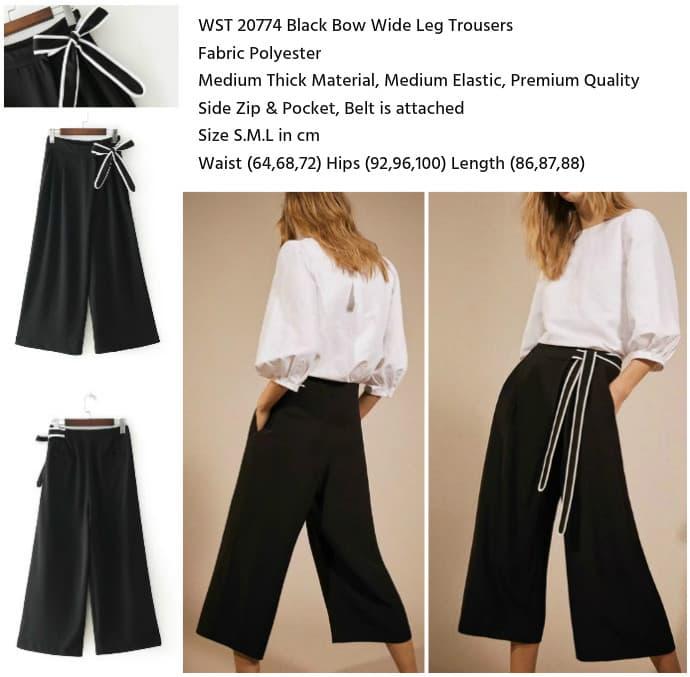 WST 20774 - Black Bow Wide Leg Trousers 