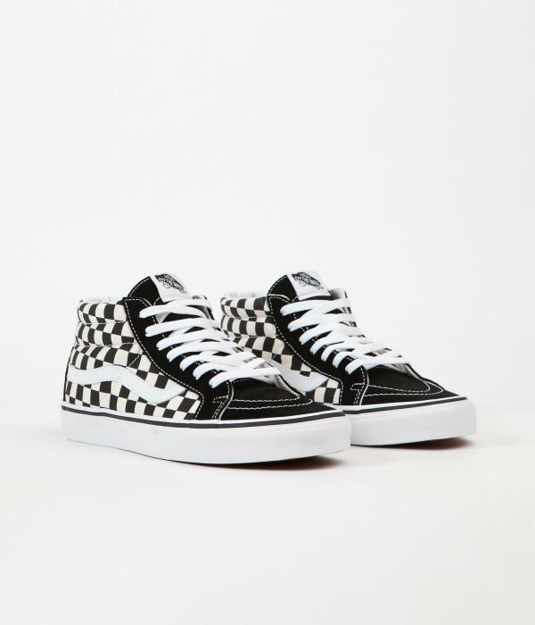 vans mid top checkerboard