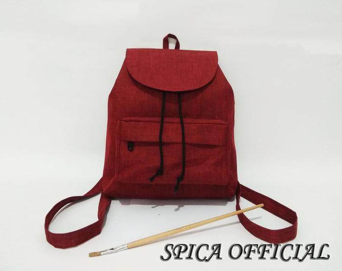Gambar Tas Ransel Serut Manhattan Maroon dari BrightClueStore undefined Tokopedia