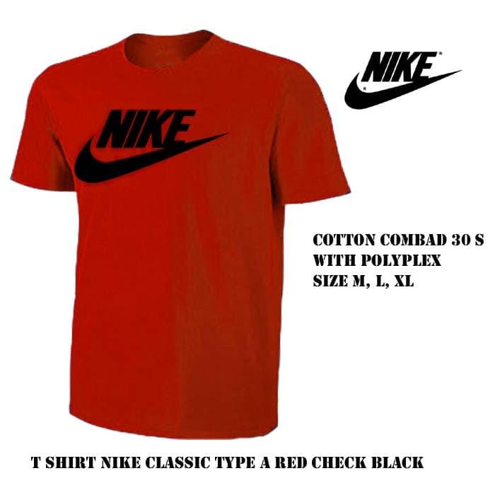Jual Kaos nike classic type A red check black Merah, XL Kota