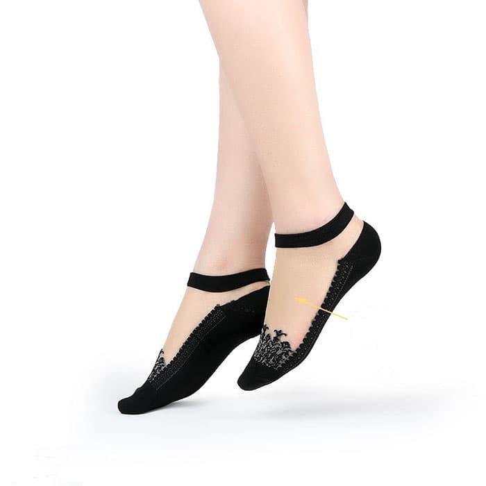 Gambar Kaos Kaki Wanita Ankle Bahan Lace Elastis Transparan Socks 08S# - Hitam dari dckonline undefined Tokopedia
