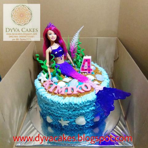 Fondant Barbie Mermaid Cakes Jual Mermaid Barbie Buttercream Cake