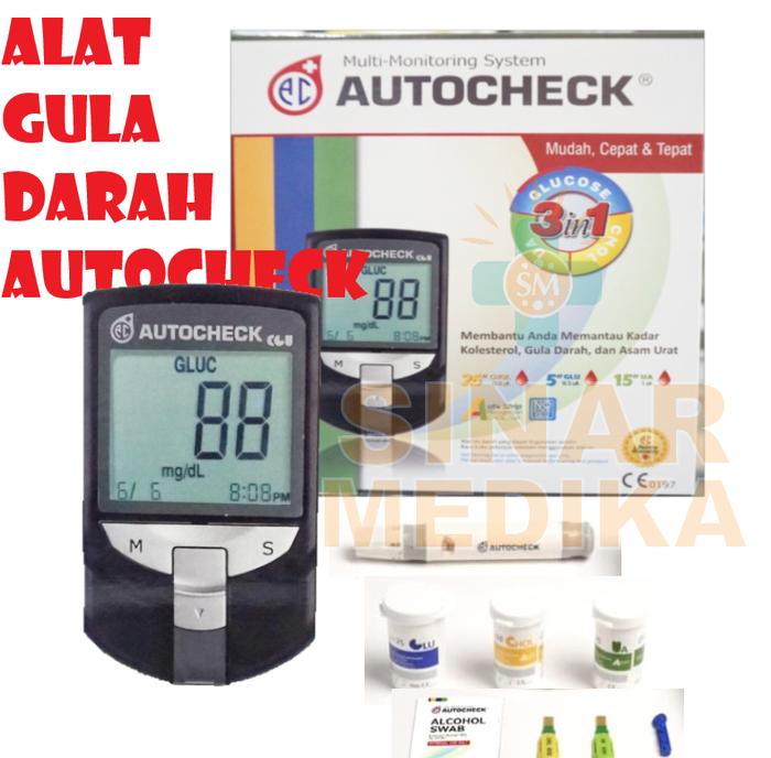 Gambar ALAT CEK DARAH 3 IN 1 AUTOCHECK , GULA ASAM , URAT , KOLESTEROL , AUTO dari sinaralkessolo undefined Tokopedia
