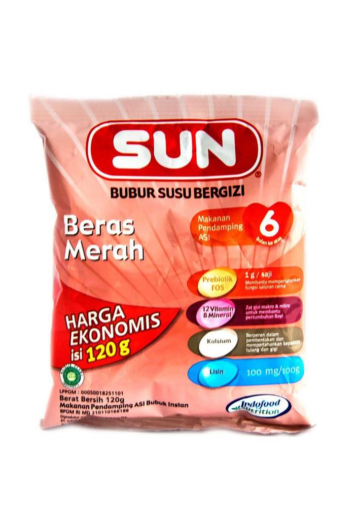 Gambar Sun by Indofood Bubur Bayi Beras Merah / MPASI Sachet 120 Gr Ekonomis dari vyzone undefined Tokopedia