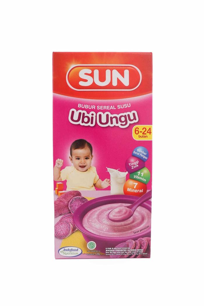 Gambar Sun by Indofood Bubur Bayi Sereal 6+ / MPASI Ubi Ungu 120gr box dari vyzone undefined Tokopedia