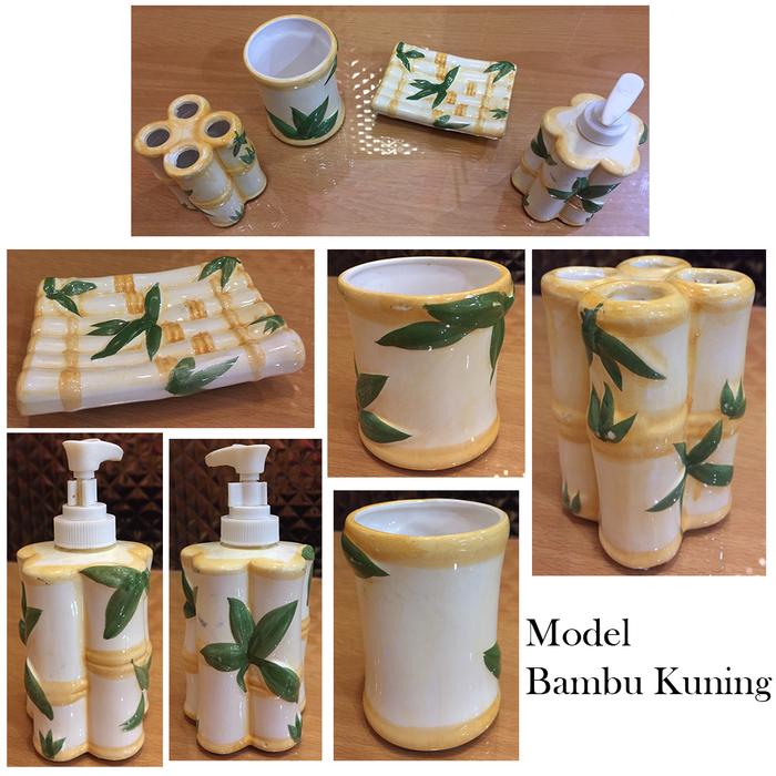 Gambar JUAL 1 SET AKSESORIS KERAMIK KAMAR MANDI GAMBAR KARTUN - Bambu Kuning dari decorspot undefined Tokopedia