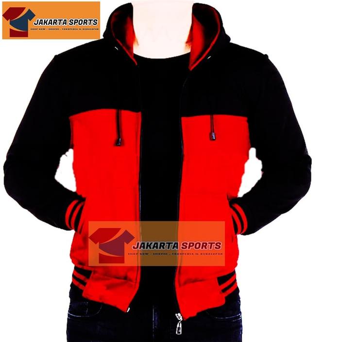 Gambar JAKET HITAM MERAH DUA WARNA - HOODIE DISTRO MURAH PRIA WANITA POLOS - Hitam, L dari Varsityjkt undefined Tokopedia