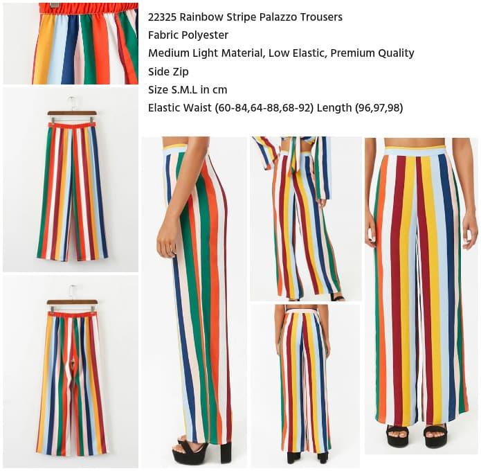 Jual Rainbow Stripe Palazzo Trousers 
