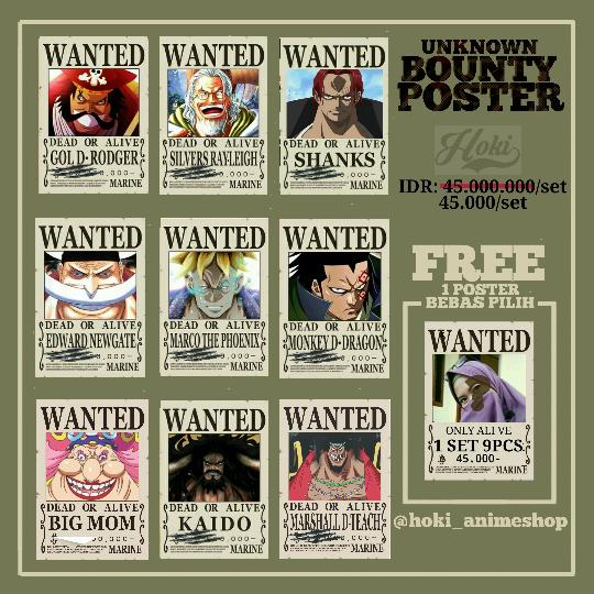 Jual Poster Bounty One Piece Poster Wanted Unknown Kab Sukabumi Hoki Anime Shop Tokopedia