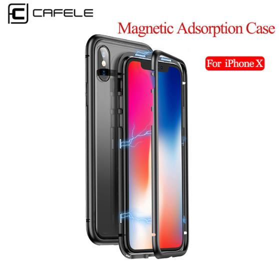 Jual CAFELE MAGNETO iPhone X Magnetic Alumunium Tempered Glass