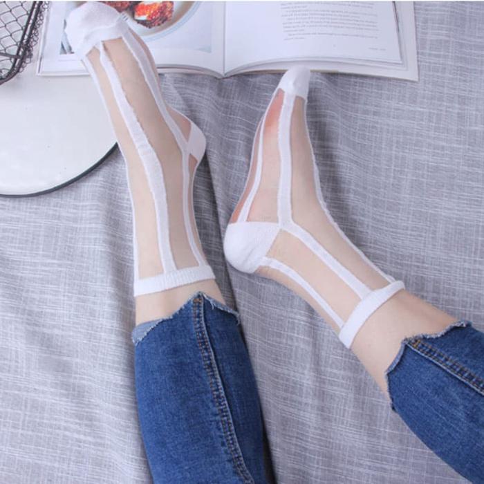 Gambar kaos kaki 2 tone transprant solid monokrom - Putih dari AGCollectionShop_NEW undefined Tokopedia