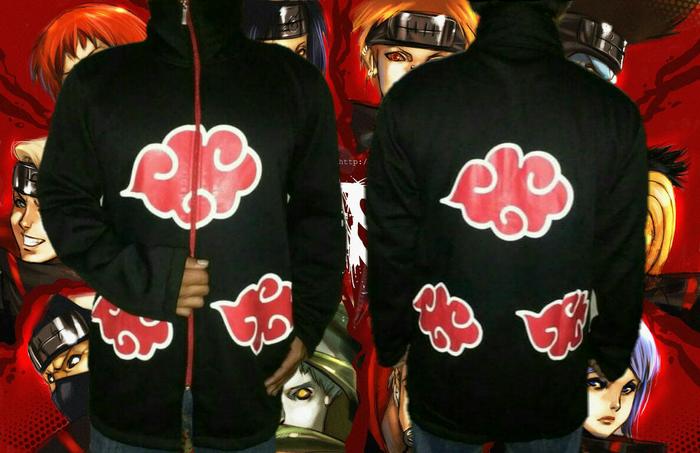 Gambar Jaket Naruto Jubah Akatsuki Kerah Berdiri - Hitam, L dari Ghoniyu undefined Tokopedia