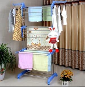 Gambar Jemuran Baju / Jemuran Baju Bayi / Jemuran Korea 3 Susun - Biru Muda dari Aero Bed undefined Tokopedia