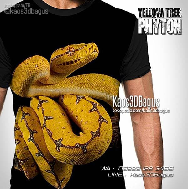 Gambar KAOS ULAR PHYTON | Kaos ULAR | Kaos Reptil Snake | ULAR PITON KUNING - 2XL dari kaos3dbagus undefined Tokopedia