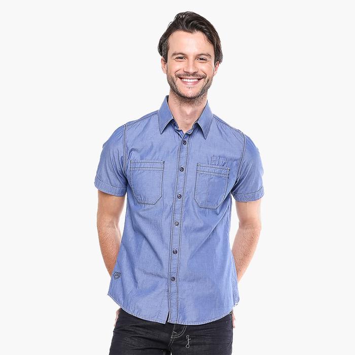 Gambar LGS - Slim Fit - Kemeja Fashion - Biru Muda - Denim Polos - Biru Muda, L dari LGSgeneration undefined Tokopedia
