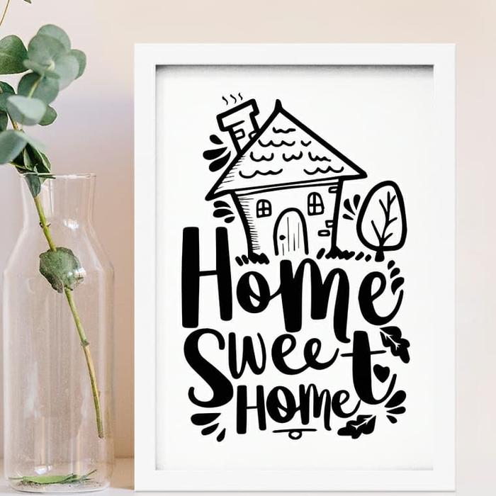 Gambar Wall Decor Frame Bingkai Kayu Poster Cute Home Sweet Home - 21x30 CM dari sefieart undefined Tokopedia