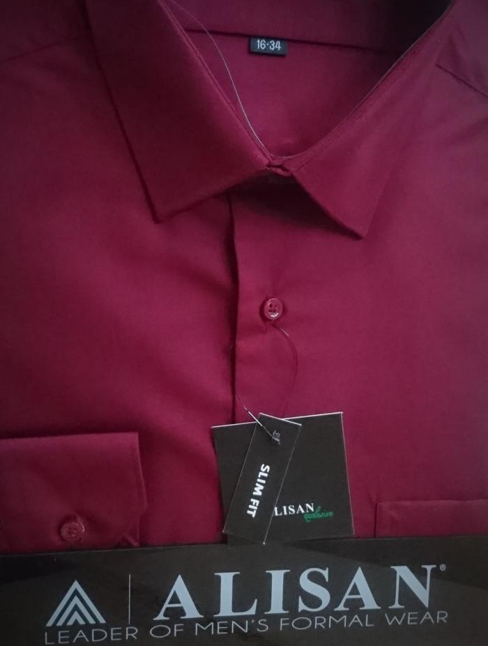 Gambar ALISAN Kemeja Polos Slim Fit Lengan Panjang //Maroon// //14,5 - 16// - Maroon, 14.5 dari ALISAN Quinnstore Jakarta undefined Tokopedia